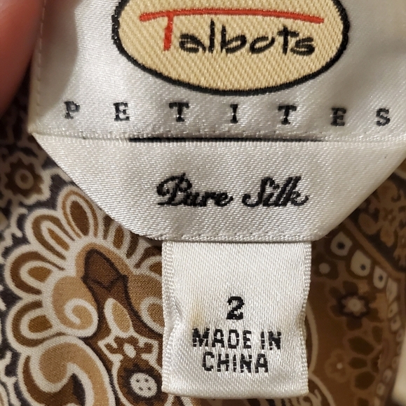 Talbots 100% Silk Brown Paisley Wrap Top - Picture 5 of 11